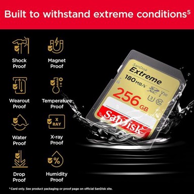 SANDISK Memorijska kartica Extreme PLUS 128GB SDHC, brzina čitanja/pisanja 180MB/s i 130MB/s, UHS-I, Class 10, U3, V30