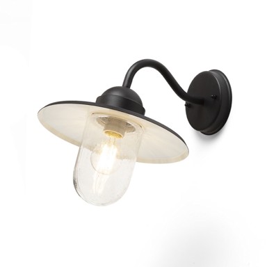 RENDL Zidna lampa, Beacon, strukturirano staklo, 230V, E27 60W, IP44, crna