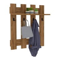 Tamnosmeđa zidna polica s 4 kukice