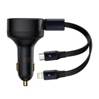 BASEUS Auto punjač Enjoyment, USB-C + Lightning, 3A, 30W
