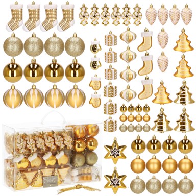 Božićne kuglice, 77 kom, zlatna