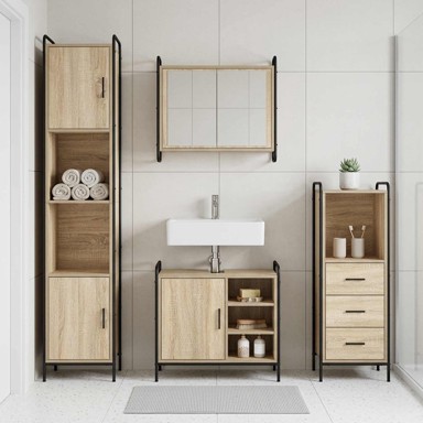 Set kupaonskih ormarića 4 kom. 40 x 36 x 181 cm, sonoma hrast
