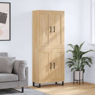Visoka komoda od konstruiranog drva 69,5 x 34 x 180 cm s 2 drvena vrata, sonoma hrast