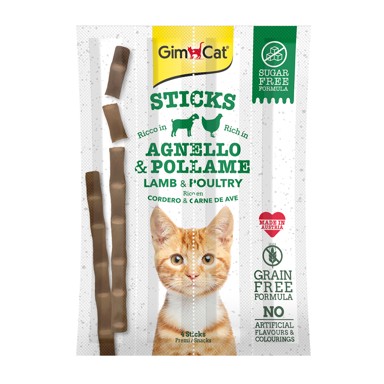 GIMCAT Poslastica za mačke štapići s janjetinom i peradi 4 komada, 20 g
