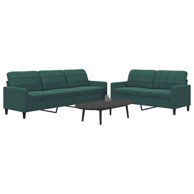 2-dijelni set sofa s jastucima tamnozeleni baršunasti
