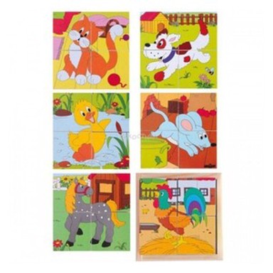 WOODYLAND Drvena kocka, životinje, 2 x 2 cm