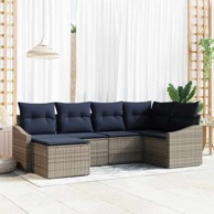 Set sofa s jastukom 6 kom, poliratan, siva i mornarsko plava