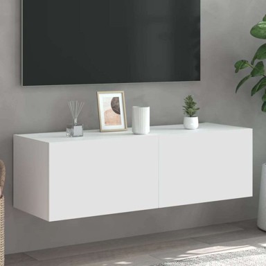 Zidni TV ormarić s LED svjetlima, bijeli, 100 x 35 x 31 cm