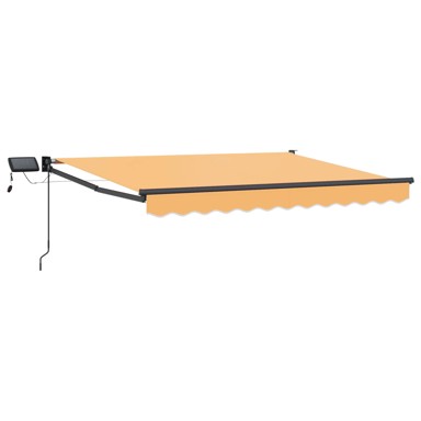 Ručna zlačivna tenda s LED diodama, 100% poliester i aluminij, pijesak
