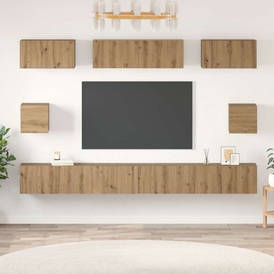 Set TV stalka s policom zidni ostalo s pohranom, 8 kom, hrast artisan