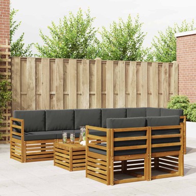 Set sofa, 9 kom, čvrsto drvo akacije, prirodna i antracit