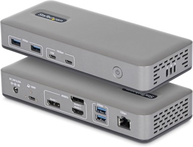 STARTECH Priključna stanica, USB-C, trostruki 4K 60Hz MST, DP i HDMI, 100 W punjenje, 1 GbE