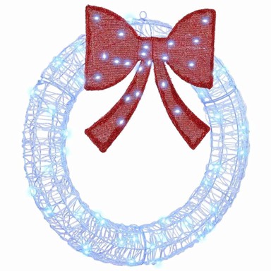 Božićni vijenac s LED lampicama plavo svjetlo 75 cm akril