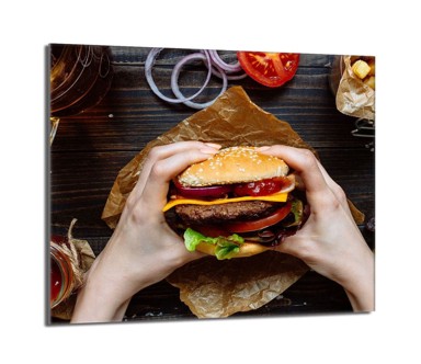 TMK Staklena zaštita za štednjak ili ploču za kuhanje 60x52, hamburger