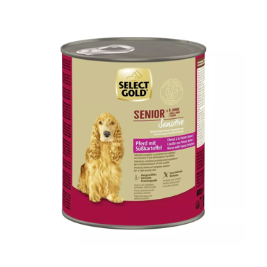 SELECT GOLD Mokra hrana Sensitive Senior, konjetina s batatom, 800 g konzerva