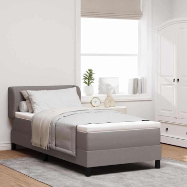 Boxspring krevet s madracem, sivo-smeđi, 90 x 190 cm
