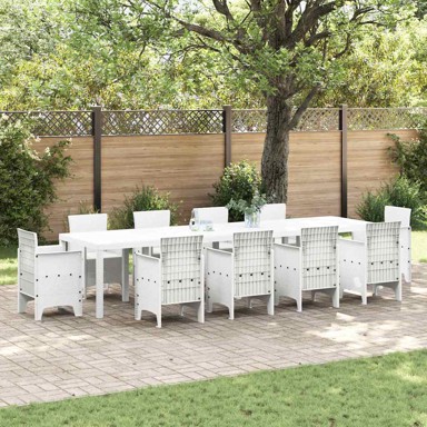 Stol za vrt, 350 x 100 x 73 cm, poli rattan, bijela