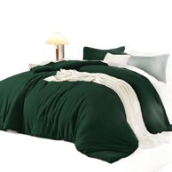 NIKCORP Set posteljine pamuk efekt lana 135 x 200 cm / 80 x 80 cm, tamnozelena