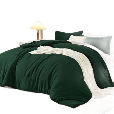 NIKCORP Set posteljine pamuk efekt lana 135 x 200 cm / 80 x 80 cm, tamnozelena