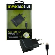MAXMOBILE Punjač TR-274, SET 2u1, QC 3.0, USB + Type-C, 18W, crni
