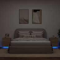 Noćni ormarići s LED svjetlima 2 kom boja hrasta sonome