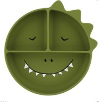 TRIXIE Silikonski neklizajući djeljeni tanjur Mr. Dino, zeleni
