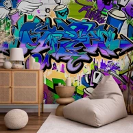Foto tapeta Grafiti u ljubičastoj temi, 100x70 cm, Premium