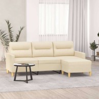 Trosjed s tabureom 80 cm od tkanine, krema
