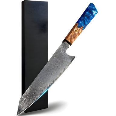 Damastni kuhinjski nož Sa-40123 Kiritsuke Kp40123, smeđi i plavi
