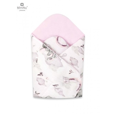 MIMINU Jastuk dekica za novorođenče, slon i oblak, roza