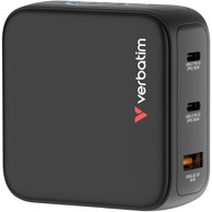 VERBATIM GaN punjač Mini 30239, 100 W, 2x USB-C, 1x USB-A, zaslon