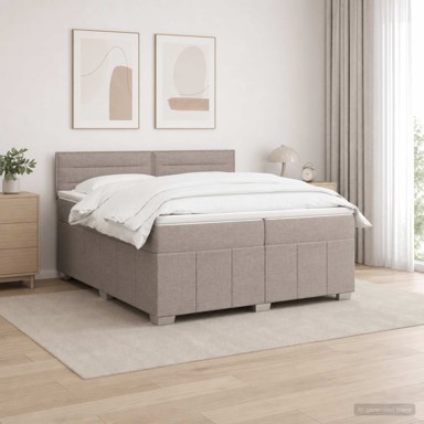 Boxspring krevet s madracem 200 x 200 cm, tkanina, sivosmeđi