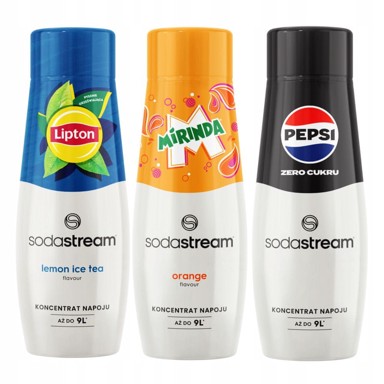 SODASTREAM 3 Syrupa Herbata Lemon Ice tea + Mirinda + Pepsi max