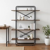 Polica 4 razine 100 x 35 x 140 cm od pločastog materijala, dimljeni hrast