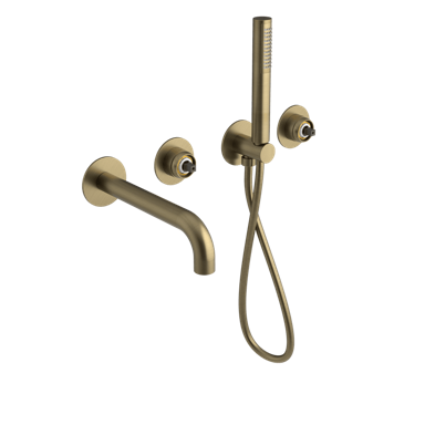 SAPHO Ugradbeni set za kadu ULTRAMIX s izljevom i ručnim tušem, 2 izlaza, mat zlato