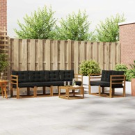Set vanjskih sofa s jastukom 7 kom, prirodna i crna