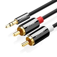 UGREEN Audio kabel 10590, 3 m, 2 x RCA na 3.5 mm, crni