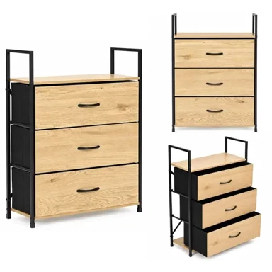 MODERNHOME Komoda LOFT, 3 tekstilne ladice, 59 × 24 × 81 cm