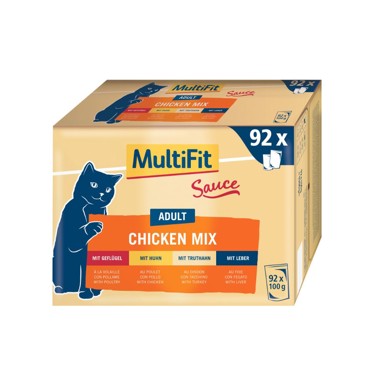 MULTIFIT Hrana za mačke Cat Adult piletina u umaku mix, Multipack 92x100 g