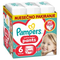 PAMPERS Pelene gaćice, Active Baby, veličina 6, 13–18 kg, 120 kom