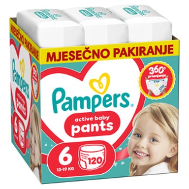 PAMPERS Pelene gaćice, Active Baby, veličina 6, 13–18 kg, 120 kom