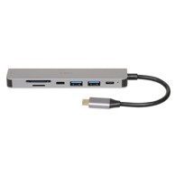 IBOX Docking stanica IUH3SL4K, USB-C, 2x USB 3.2 Gen 1 Type-A, 2x USB 3.2 Gen 1 USB-C, HDMI, SD čitač, srebrna