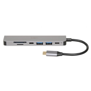 IBOX Docking stanica IUH3SL4K, USB-C, 2x USB 3.2 Gen 1 Type-A, 2x USB 3.2 Gen 1 USB-C, HDMI, SD čitač, srebrna