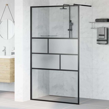 Zid za walk-in tuš, 80 x 195 x 0,5 cm, staklo i aluminij, crna