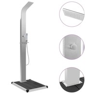 Vanjski tuš s podlogom od WPC-a i nehrđajućeg čelika, siva