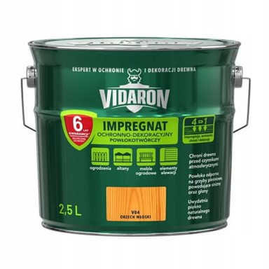 VIDARON filmotvorna impregnacija za drvo V04 orah, 2,5 l