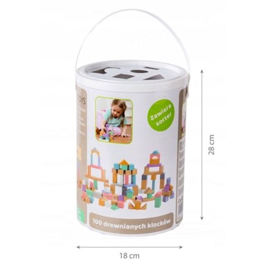 ECOTOYS Drvene kocke, razvrstač, 100 komada