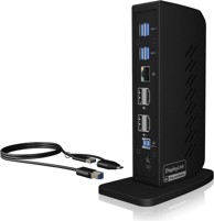 ICY BOX Priključna stanica IB-DK2252AC, 12 u 1, USB-C, 2 monitora, 2 x HDMI/DP, 4K 60Hz, 6 x USB 3.0, DisplayLink, gigabitni Ethernet
