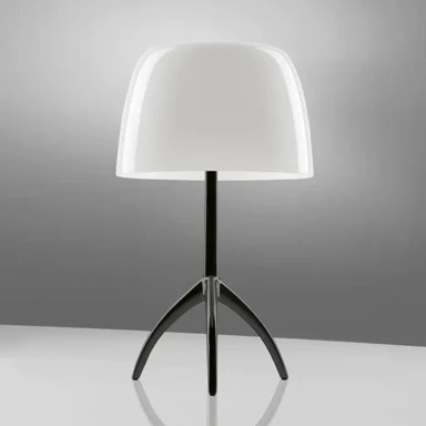 FOSCARINI Stolna lampa Lumiere Piccola E14, krom crno-bijela