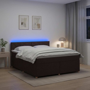 Boxspring krevet s madracem 140 x 190 cm tkanina dizajn s rombovima, tamno smeđi